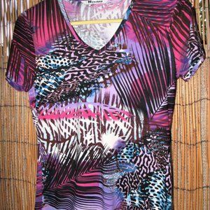 Nygard Collection Jungle Print Top (Size S, Short)